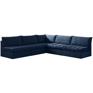 meridian furniture jacob navy velvet modular sectional