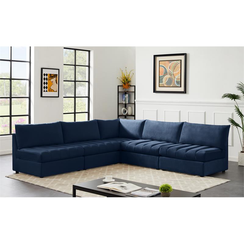 Meridian Furniture Jacob Navy Velvet Modular Sectional