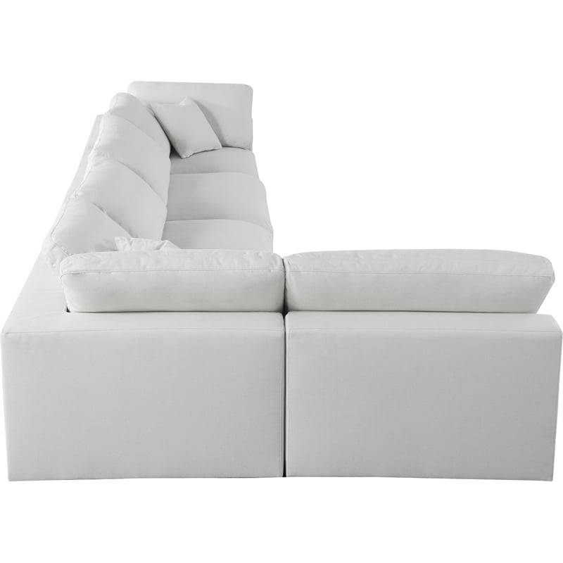 Meridian Furniture Serene Cream Linen Fabric Deluxe Modular Sectional