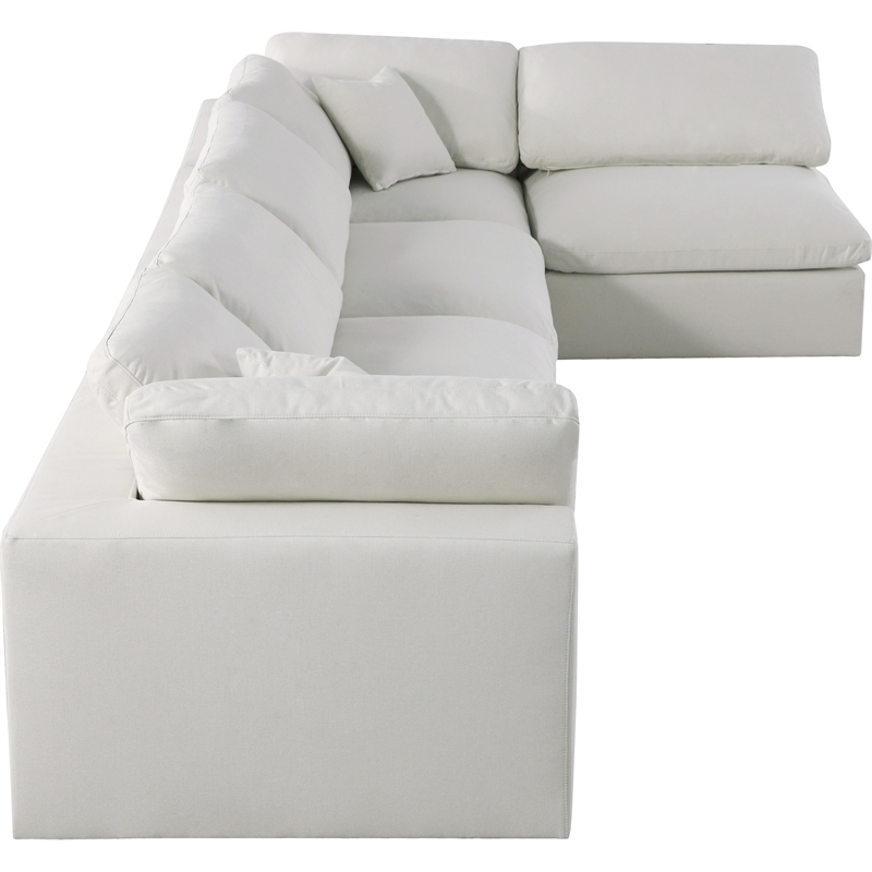 Meridian Furniture Serene Cream Linen Fabric Deluxe Modular Sectional