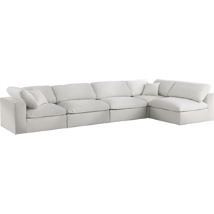 Meridian Furniture Serene Cream Linen Fabric Deluxe Modular Sectional