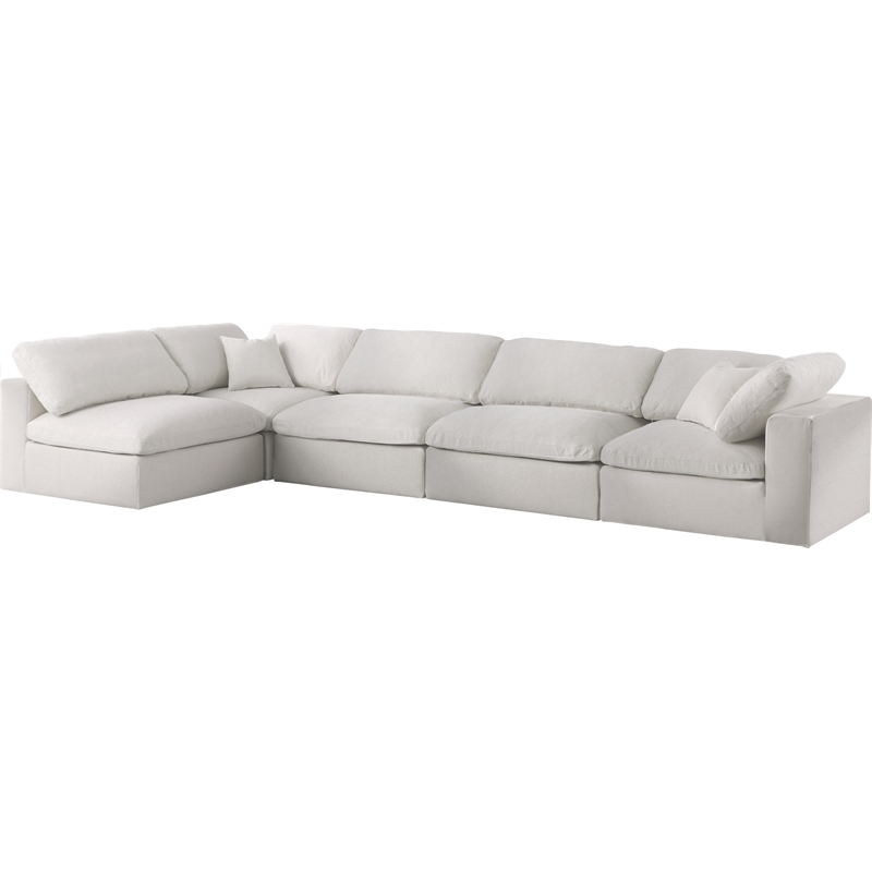Meridian Furniture Serene Cream Linen Fabric Deluxe Modular Sectional