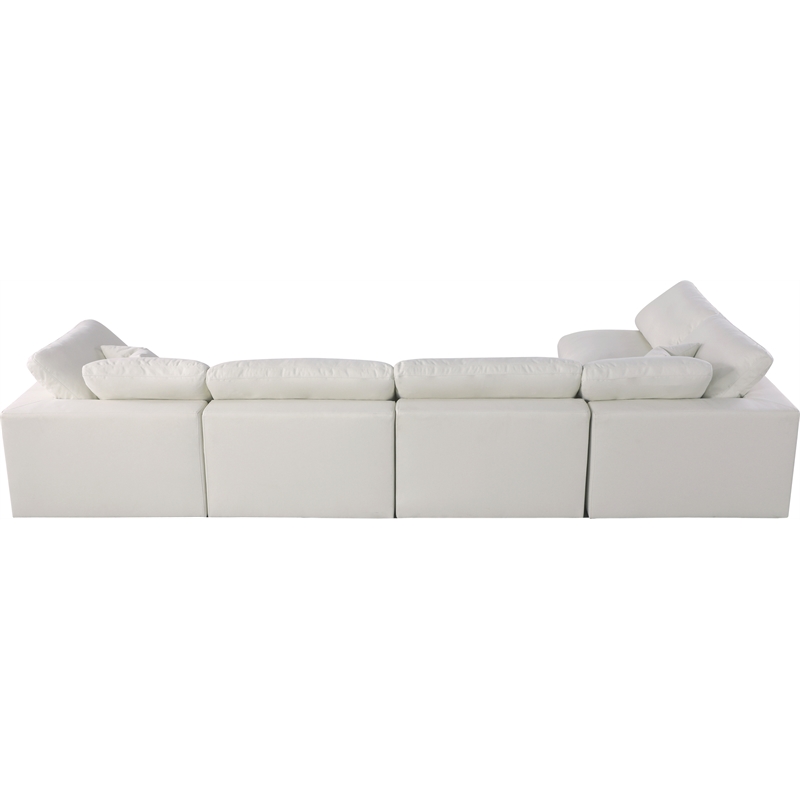 Meridian Furniture Serene Cream Linen Fabric Deluxe Modular Sectional