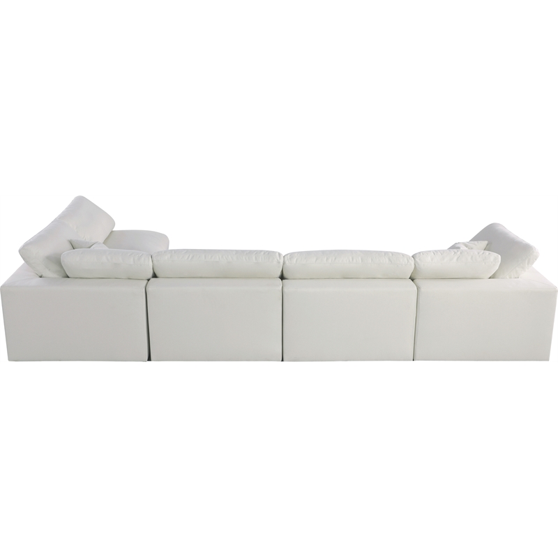 Meridian Furniture Serene Cream Linen Fabric Deluxe Modular Sectional