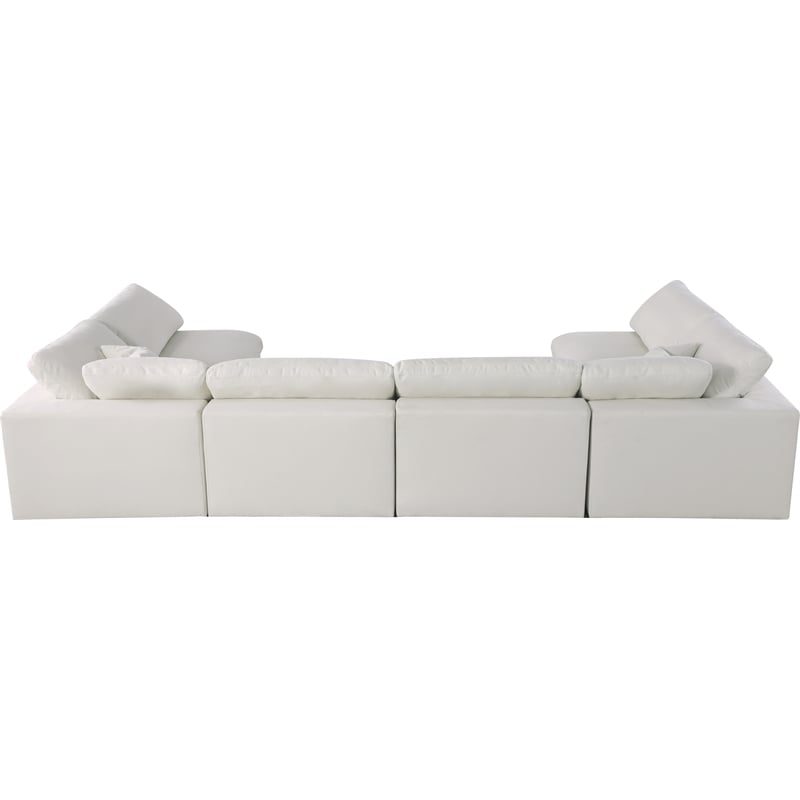 Meridian Furniture Serene Cream Linen Fabric Deluxe Modular Sectional