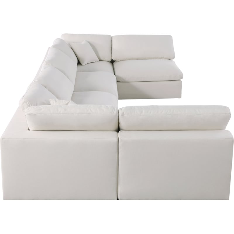 Meridian Furniture Serene Cream Linen Fabric Deluxe Modular Sectional