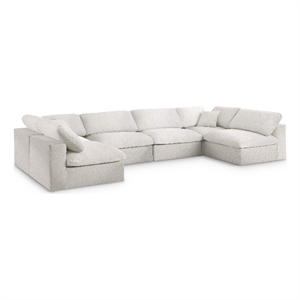 Meridian Furniture Serene Cream Linen Fabric Deluxe Modular Sectional