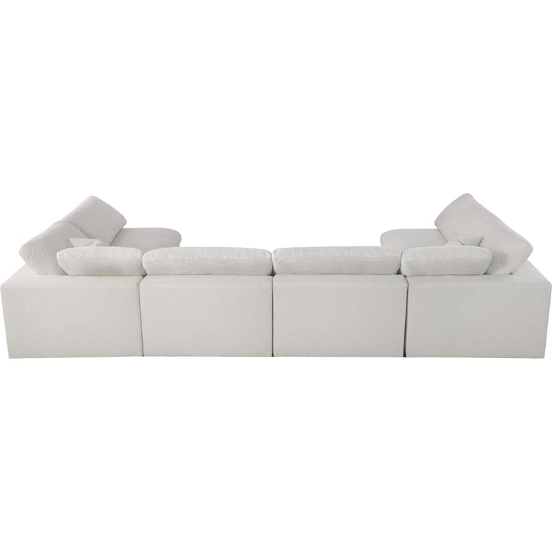 Meridian Furniture Serene Cream Linen Fabric Deluxe Modular Sectional