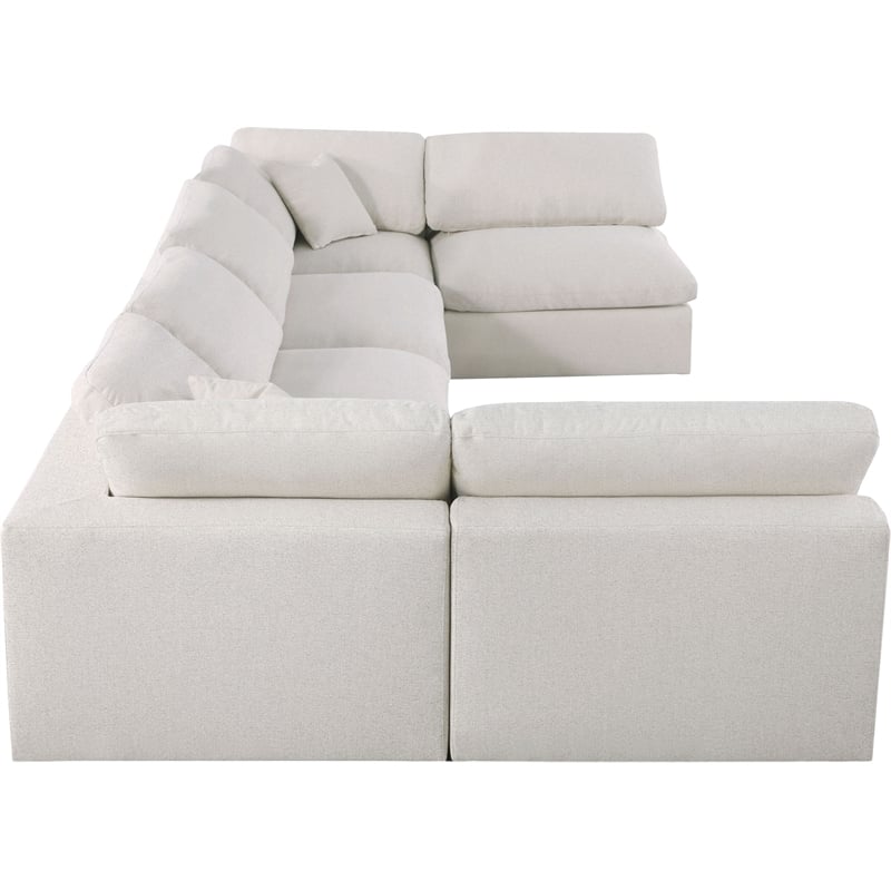 Meridian Furniture Serene Cream Linen Fabric Deluxe Modular Sectional