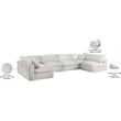 Meridian Furniture Serene Cream Linen Fabric Deluxe Modular Sectional