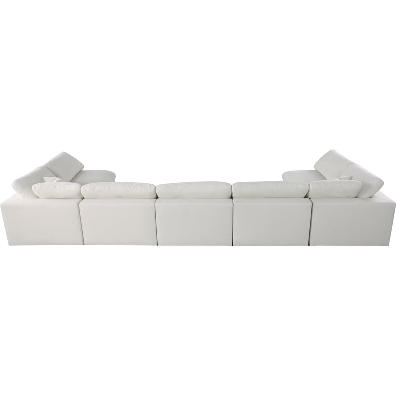 Meridian Furniture Serene Cream Linen Fabric Deluxe Modular Sectional