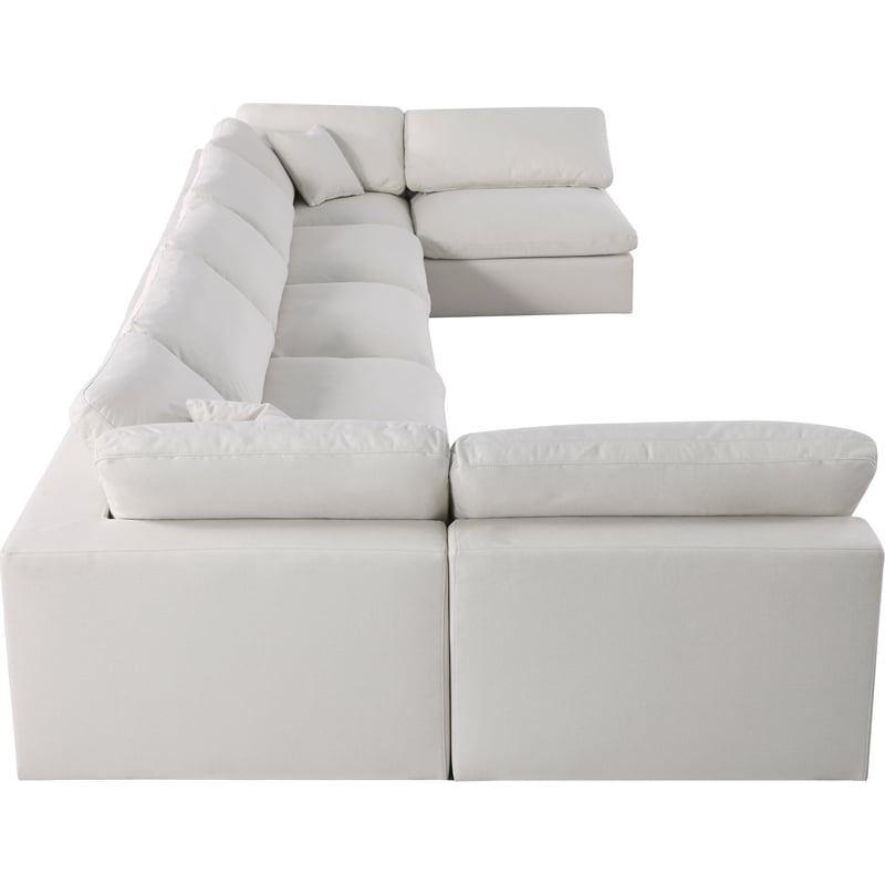 Meridian Furniture Serene Cream Linen Fabric Deluxe Modular Sectional