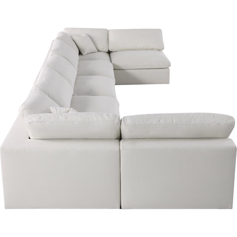 Meridian Furniture Serene Cream Linen Fabric Deluxe Modular Sectional