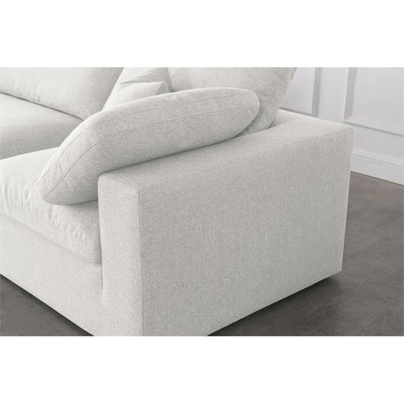Meridian Furniture Serene Cream Linen Fabric Deluxe Modular Sectional