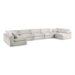 Meridian Furniture Serene Cream Linen Fabric Deluxe Modular Sectional