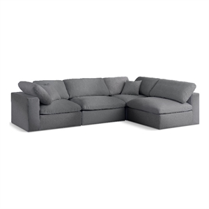 Meridian Furniture Serene Grey Linen Fabric Deluxe Modular Sectional