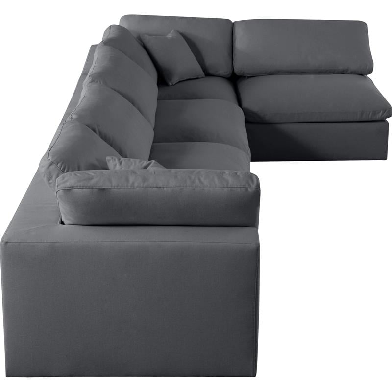 Meridian Furniture Serene Grey Linen Fabric Deluxe Modular Sectional