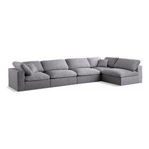Meridian Furniture Serene Grey Linen Fabric Deluxe Modular Sectional