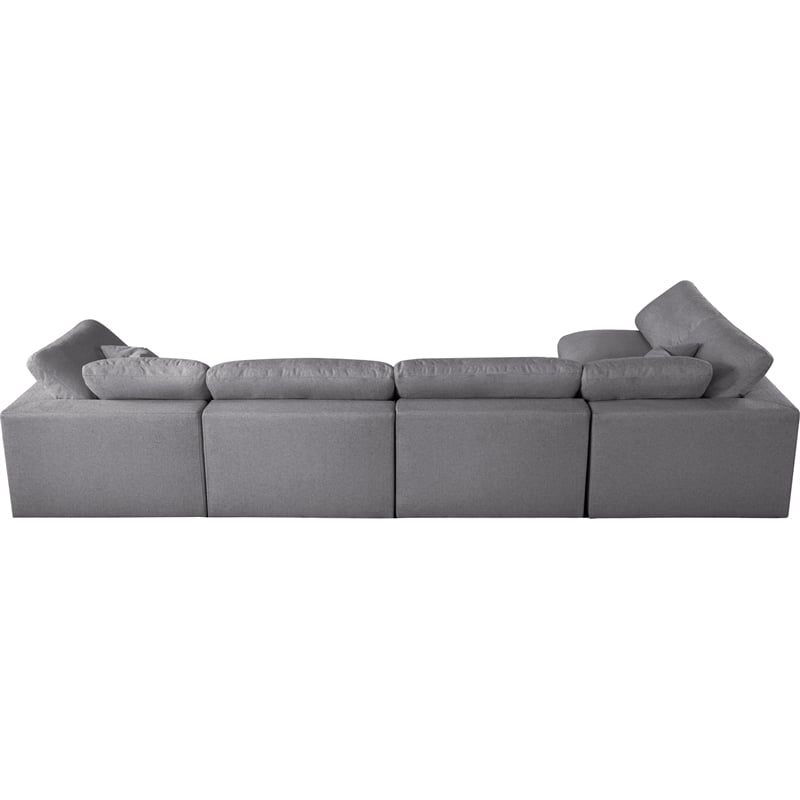 Meridian Furniture Serene Grey Linen Fabric Deluxe Modular Sectional