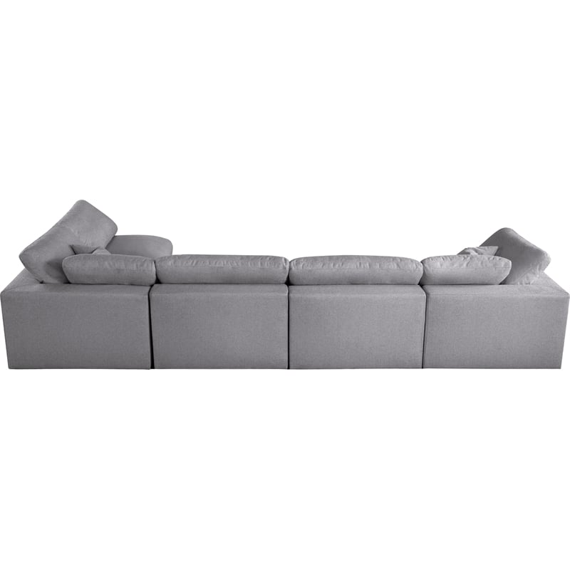 Meridian Furniture Serene Grey Linen Fabric Deluxe Modular Sectional