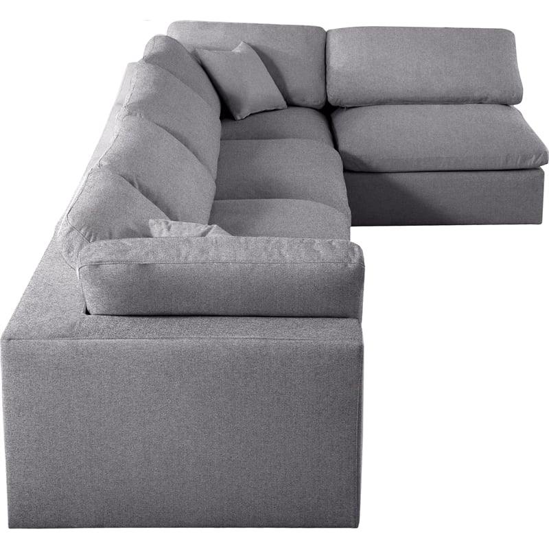 Meridian Furniture Serene Grey Linen Fabric Deluxe Modular Sectional