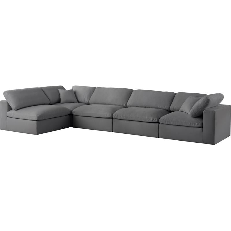 Meridian Furniture Serene Grey Linen Fabric Deluxe Modular Sectional