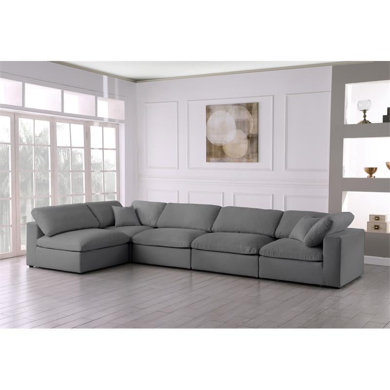 Meridian Furniture Serene Grey Linen Fabric Deluxe Modular Sectional