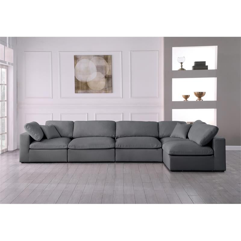 Meridian Furniture Serene Grey Linen Fabric Deluxe Modular Sectional