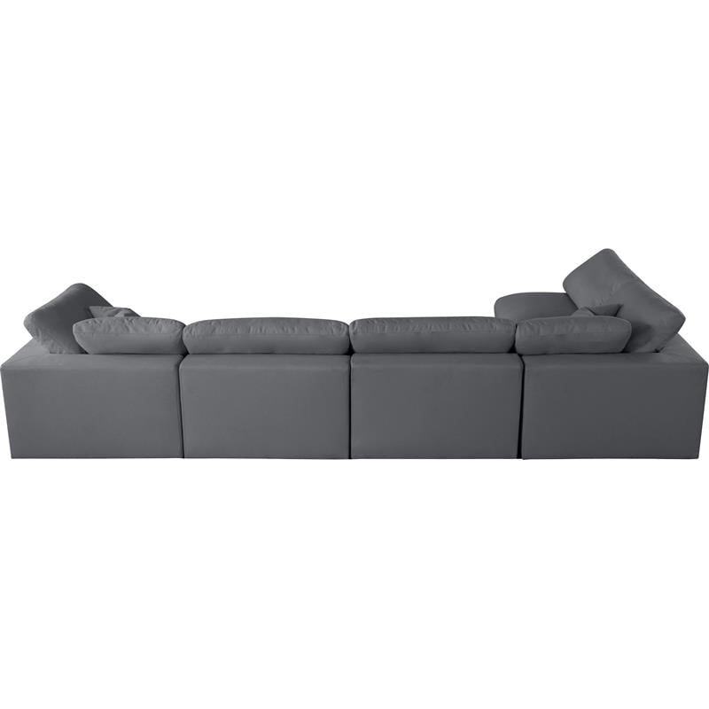 Meridian Furniture Serene Grey Linen Fabric Deluxe Modular Sectional