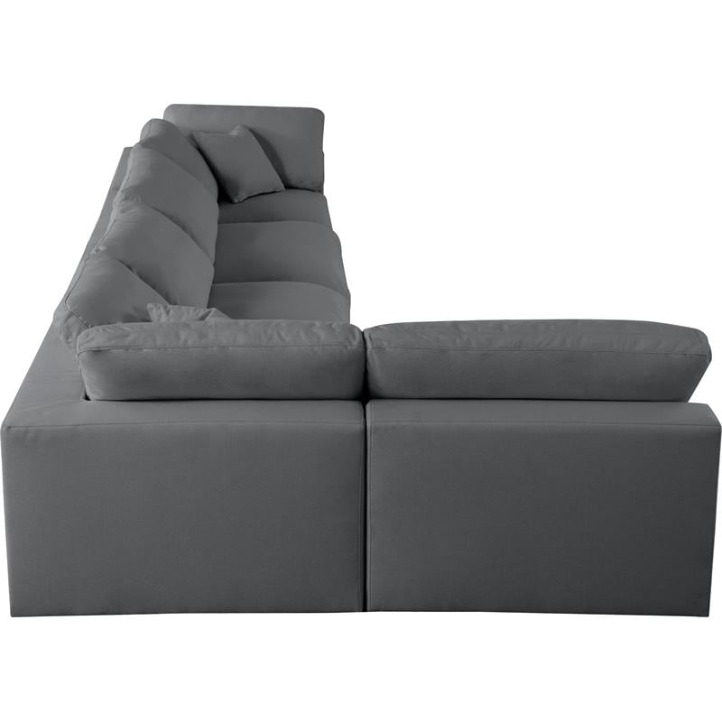 Meridian Furniture Serene Grey Linen Fabric Deluxe Modular Sectional