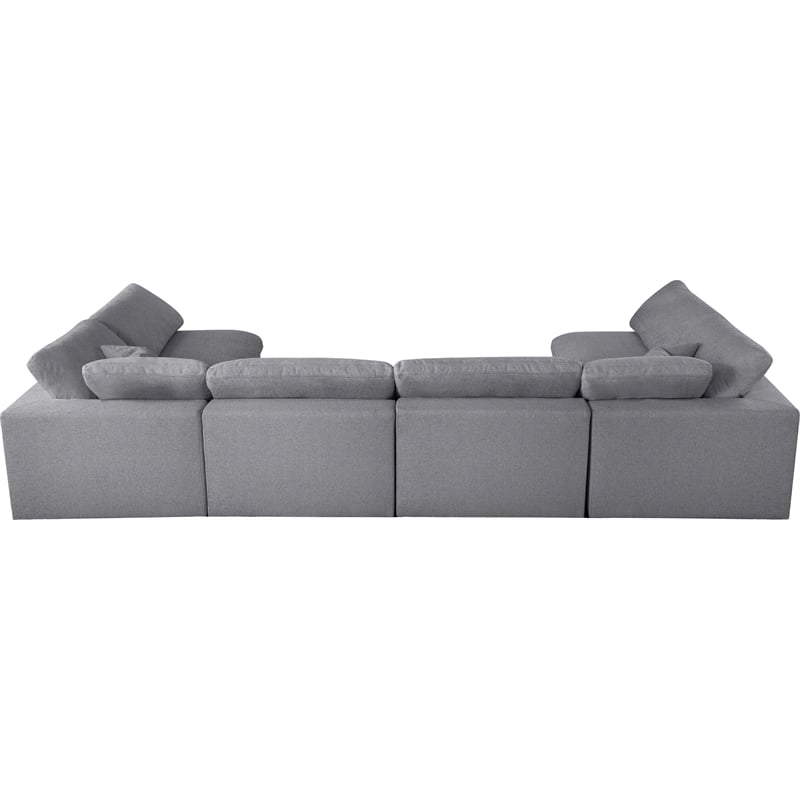 Meridian Furniture Serene Grey Linen Fabric Deluxe Modular Sectional