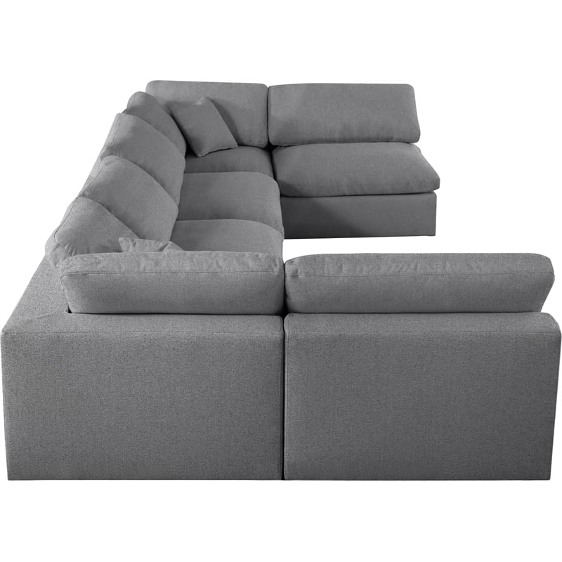 Meridian Furniture Serene Grey Linen Fabric Deluxe Modular Sectional