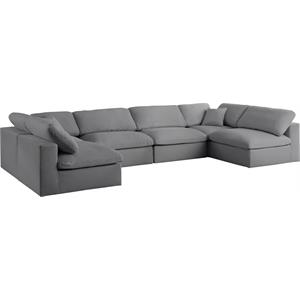 Meridian Furniture Serene Grey Linen Fabric Deluxe Modular Sectional