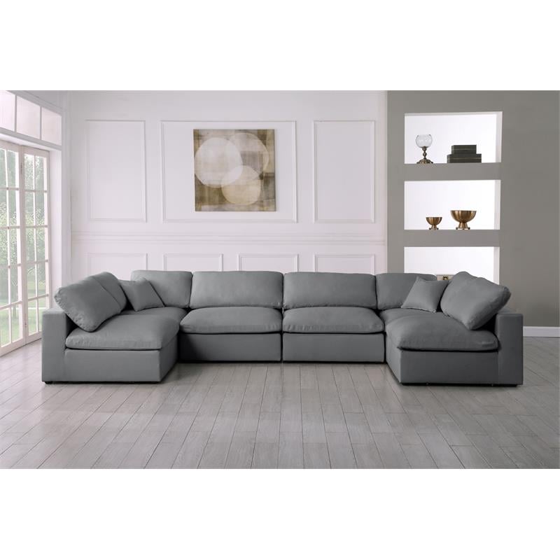 Meridian Furniture Serene Grey Linen Fabric Deluxe Modular Sectional