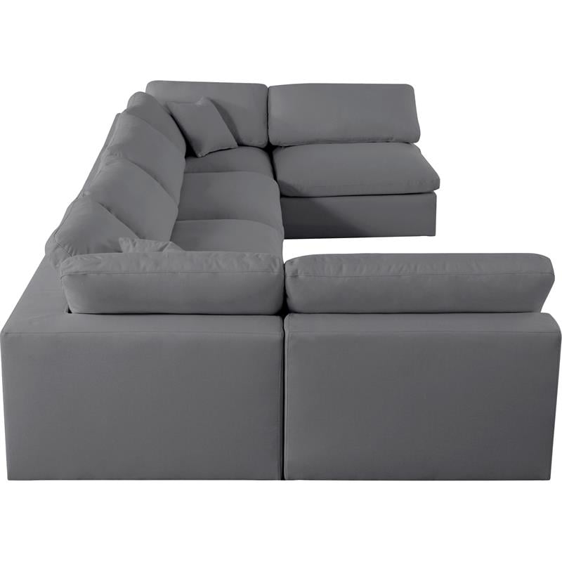 Meridian Furniture Serene Grey Linen Fabric Deluxe Modular Sectional