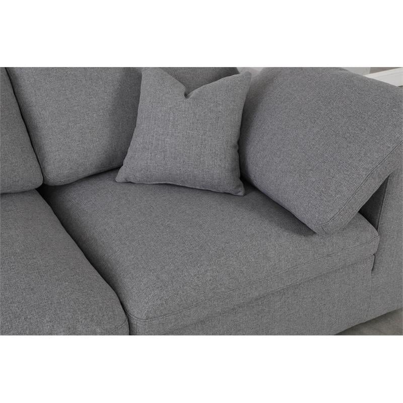 Meridian Furniture Serene Grey Linen Fabric Deluxe Modular Sectional