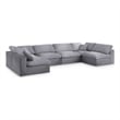 Meridian Furniture Serene Grey Linen Fabric Deluxe Modular Sectional