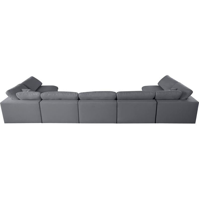 Meridian Furniture Serene Grey Linen Fabric Deluxe Modular Sectional