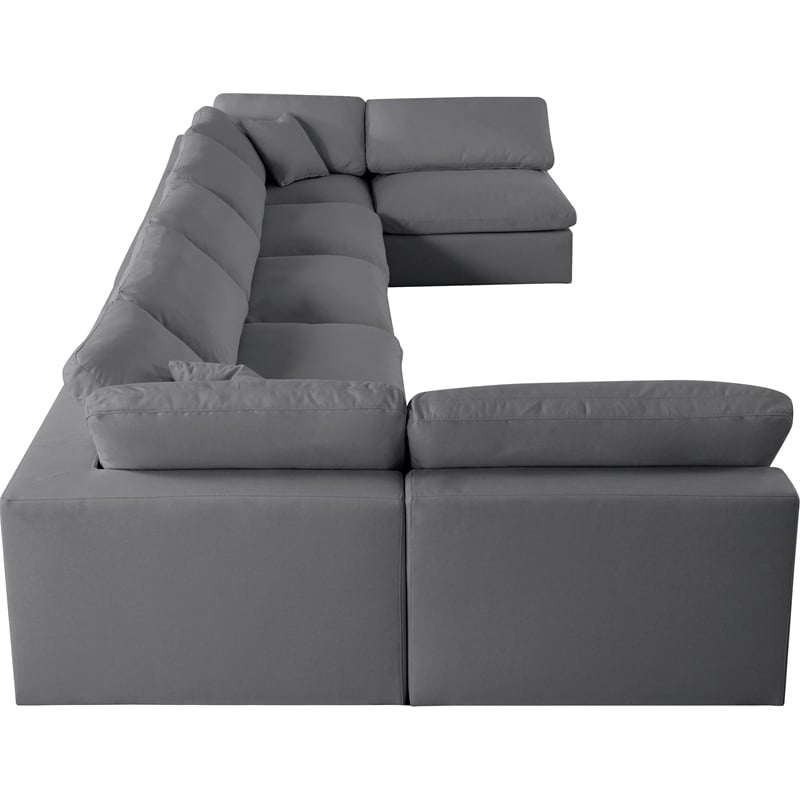 Meridian Furniture Serene Grey Linen Fabric Deluxe Modular Sectional