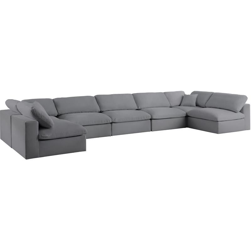Meridian Furniture Serene Grey Linen Fabric Deluxe Modular Sectional