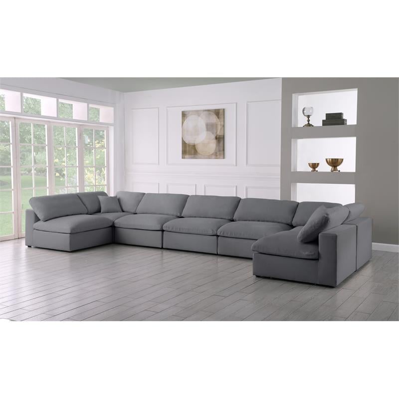 Meridian Furniture Serene Grey Linen Fabric Deluxe Modular Sectional