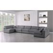 Meridian Furniture Serene Grey Linen Fabric Deluxe Modular Sectional