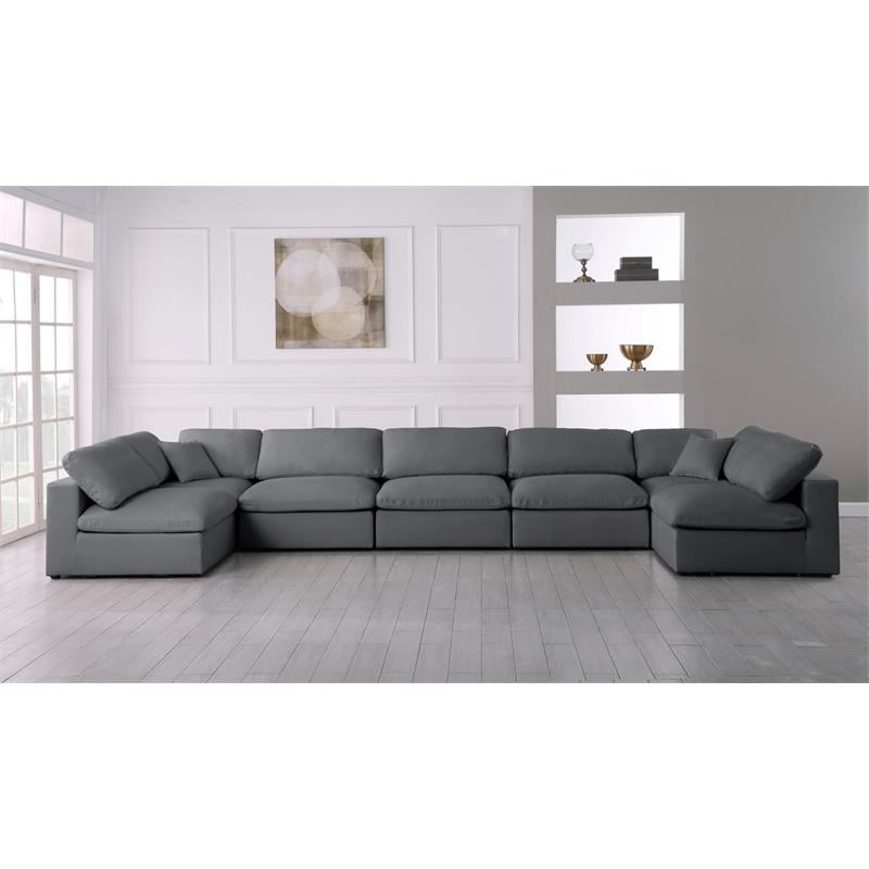 Meridian Furniture Serene Grey Linen Fabric Deluxe Modular Sectional