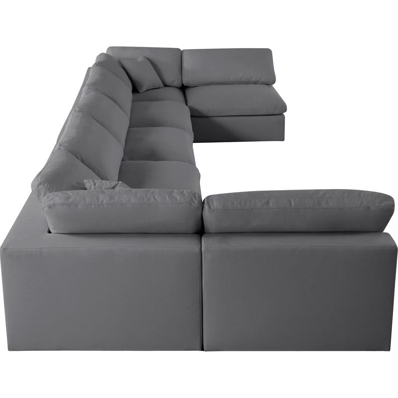 Meridian Furniture Serene Grey Linen Fabric Deluxe Modular Sectional