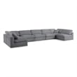 Meridian Furniture Serene Grey Linen Fabric Deluxe Modular Sectional