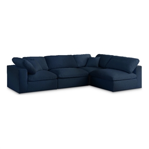 Meridian Furniture Serene Navy Linen Fabric Deluxe Modular Sectional