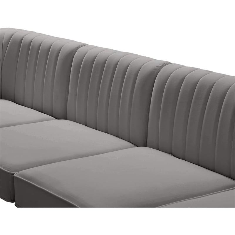 Meridian Furniture Alina Grey Velvet Modular Sectional