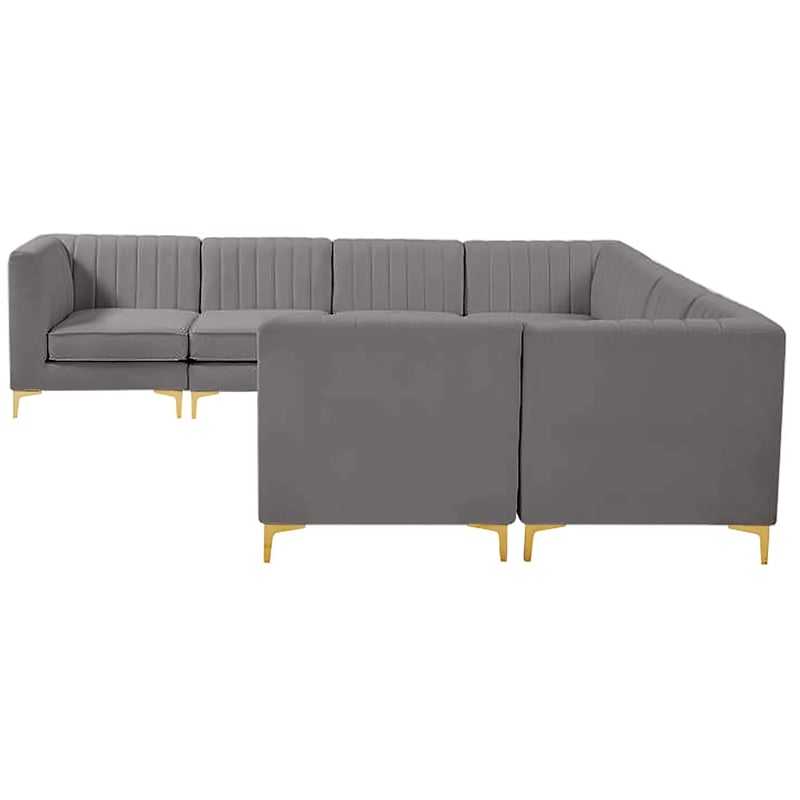 Meridian Furniture Alina Grey Velvet Modular Sectional
