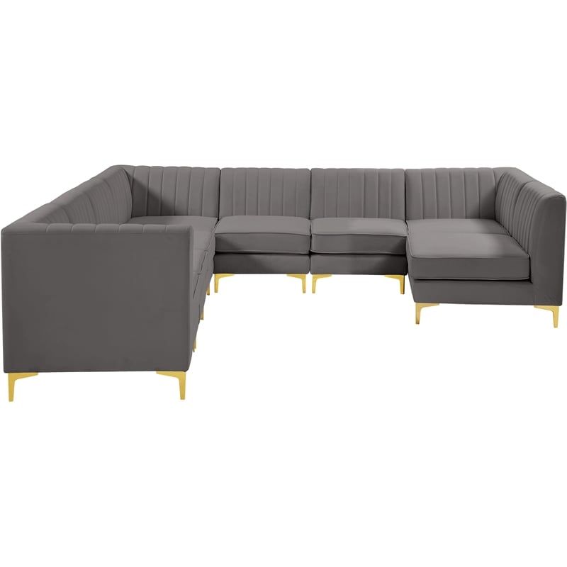 Meridian Furniture Alina Grey Velvet Modular Sectional