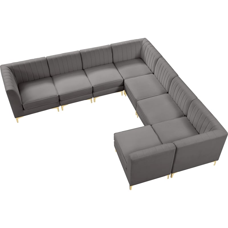 Meridian Furniture Alina Grey Velvet Modular Sectional